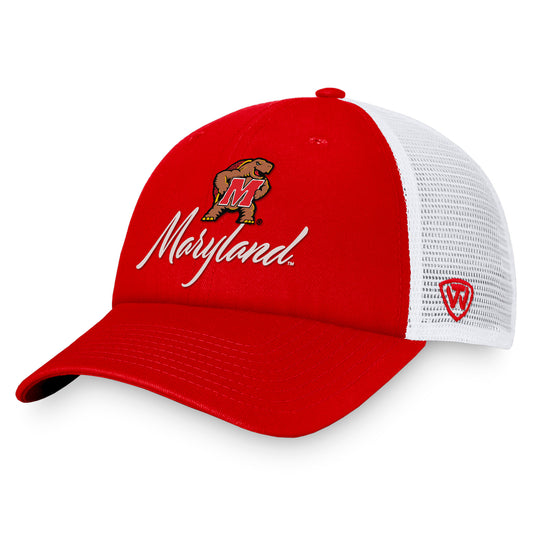 Women's Top of the World Red/White Maryland Terrapins Charm Trucker Adjustable Hat