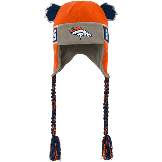 Youth Outerstuff Orange Denver Broncos Wordmark Ears Trooper Knit Hat