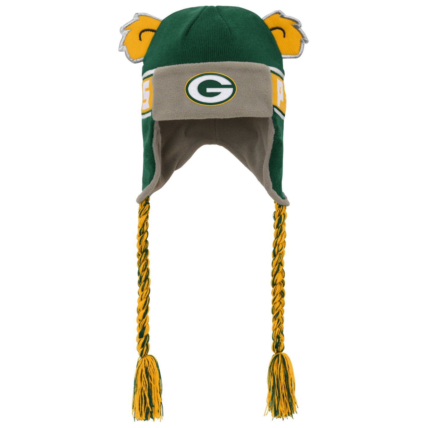 Youth Outerstuff Green Green Bay Packers Wordmark Ears Trooper Knit Hat