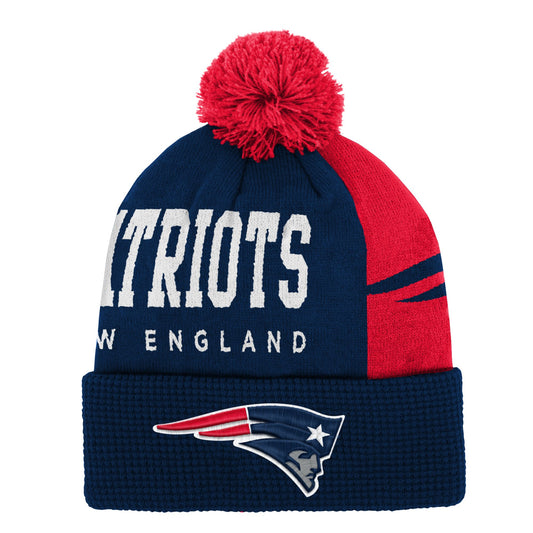 Youth Navy New England Patriots Tailgate Cuffed Knit Hat with Pom