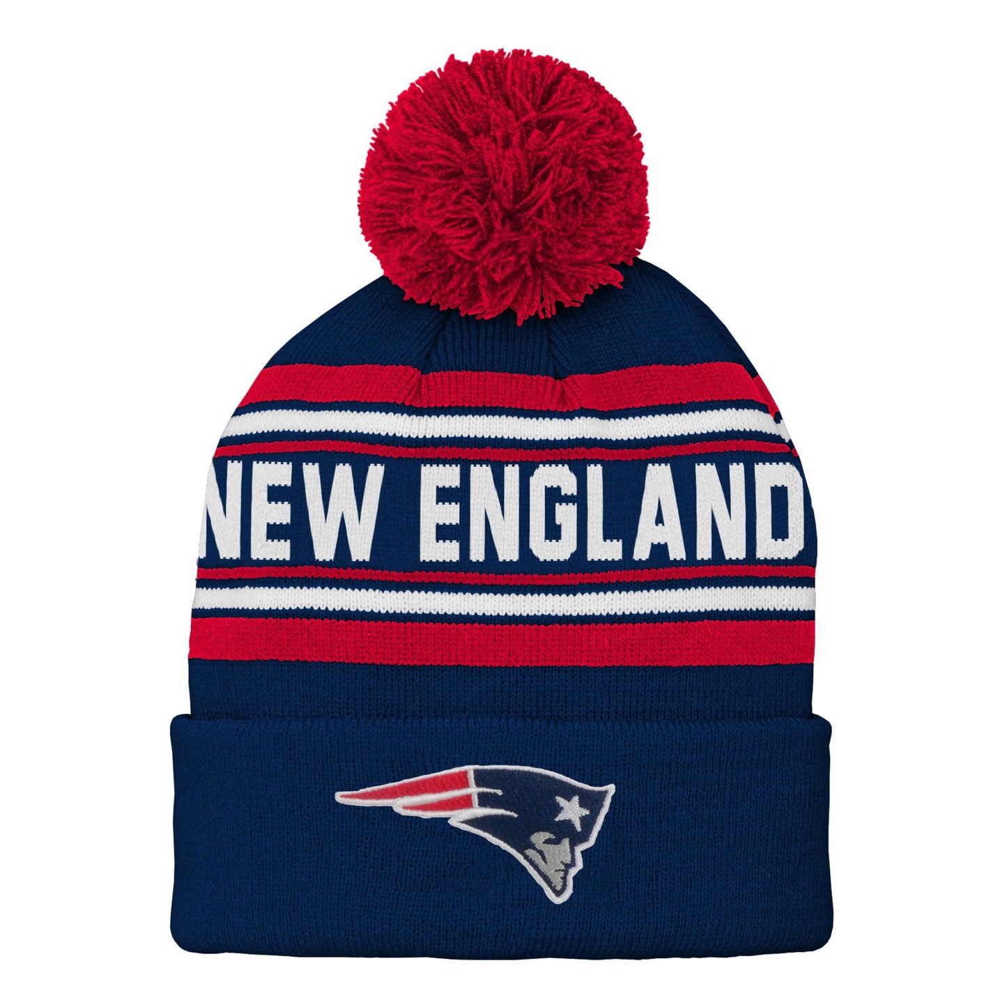 Preschool Navy New England Patriots Jacquard Cuffed Knit Hat with Pom