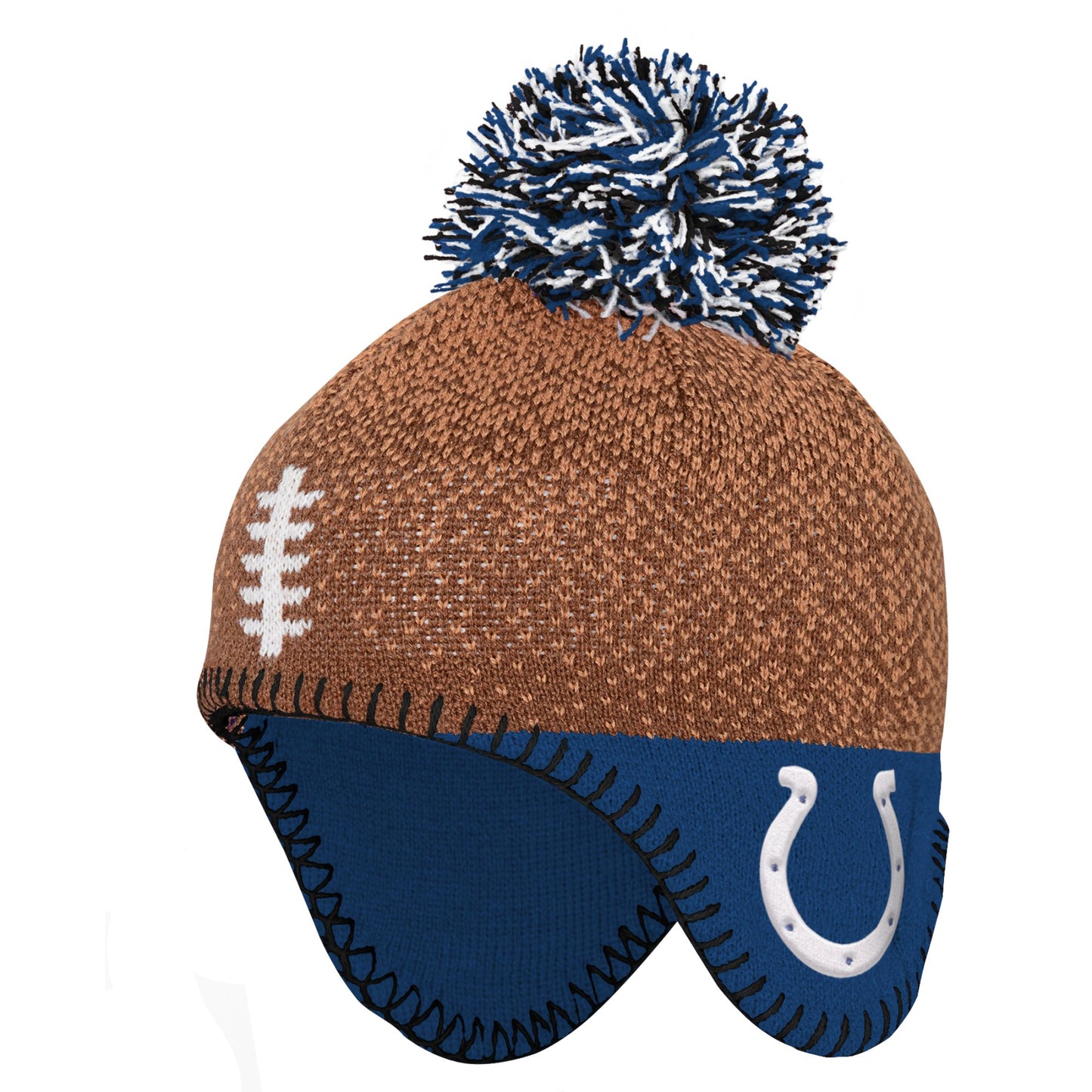 Preschool Brown Indianapolis Colts Football Head Knit Hat with Pom