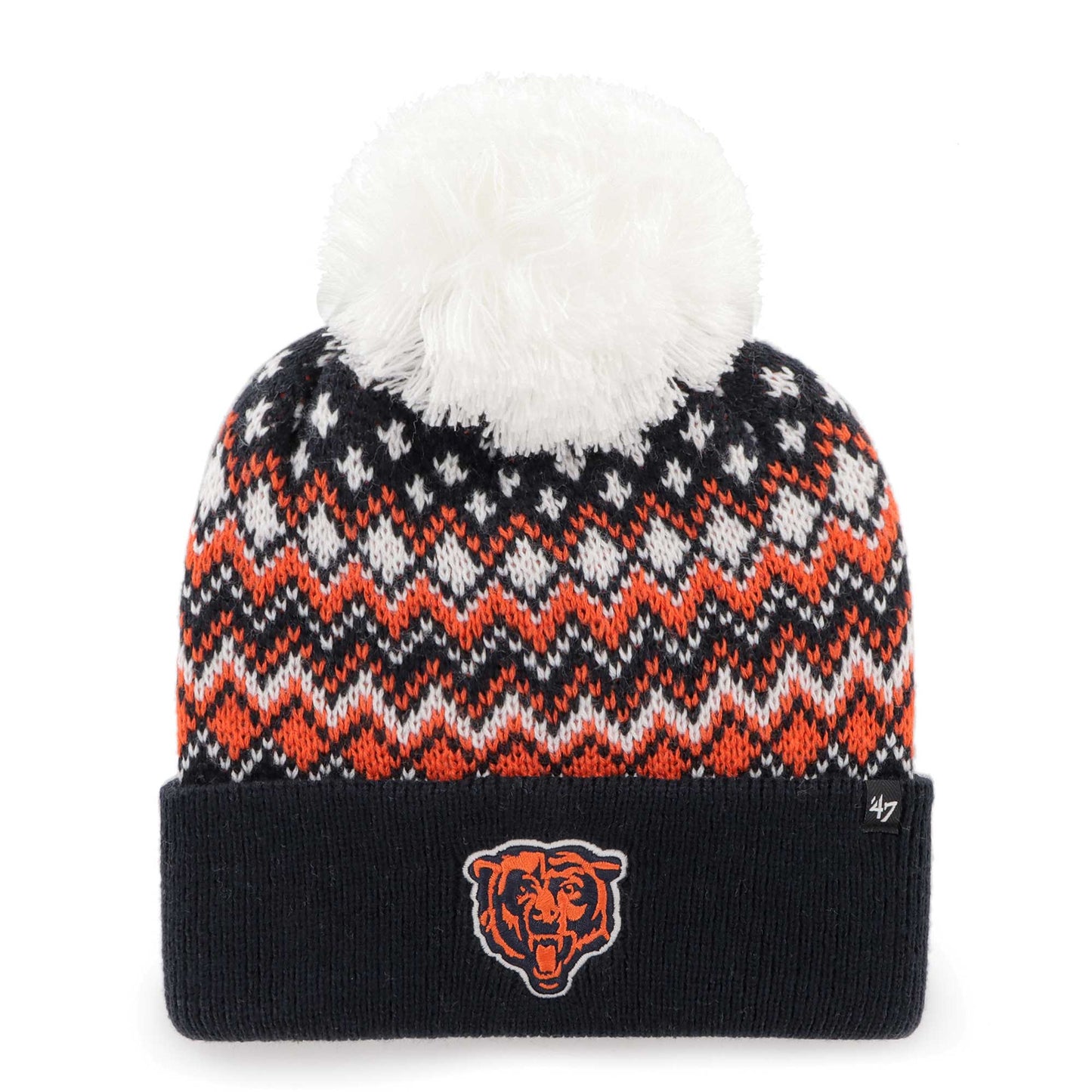 Women's '47 Navy Chicago Bears Elsa Cuffed Knit Hat with Pom