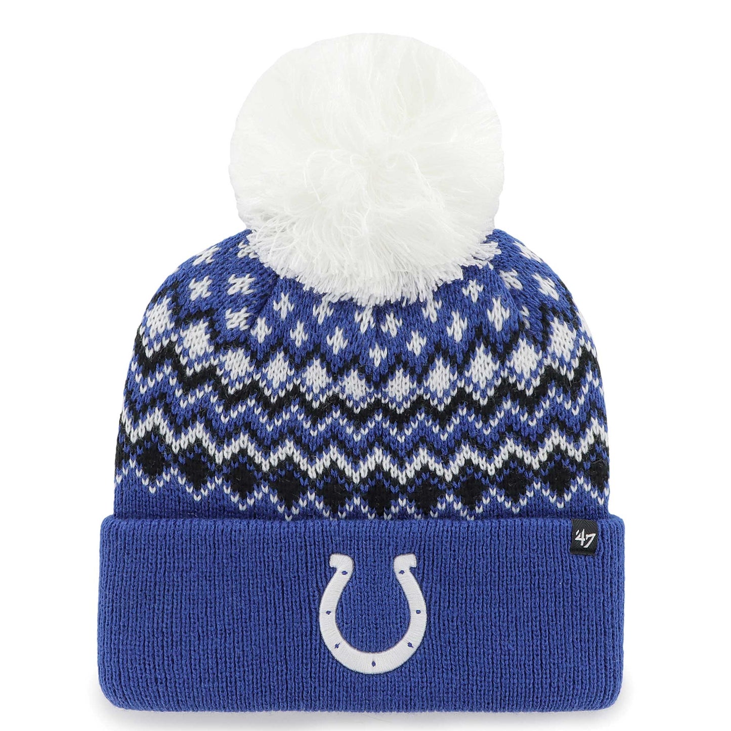 Women's '47 Royal Indianapolis Colts Elsa Cuffed Knit Hat with Pom