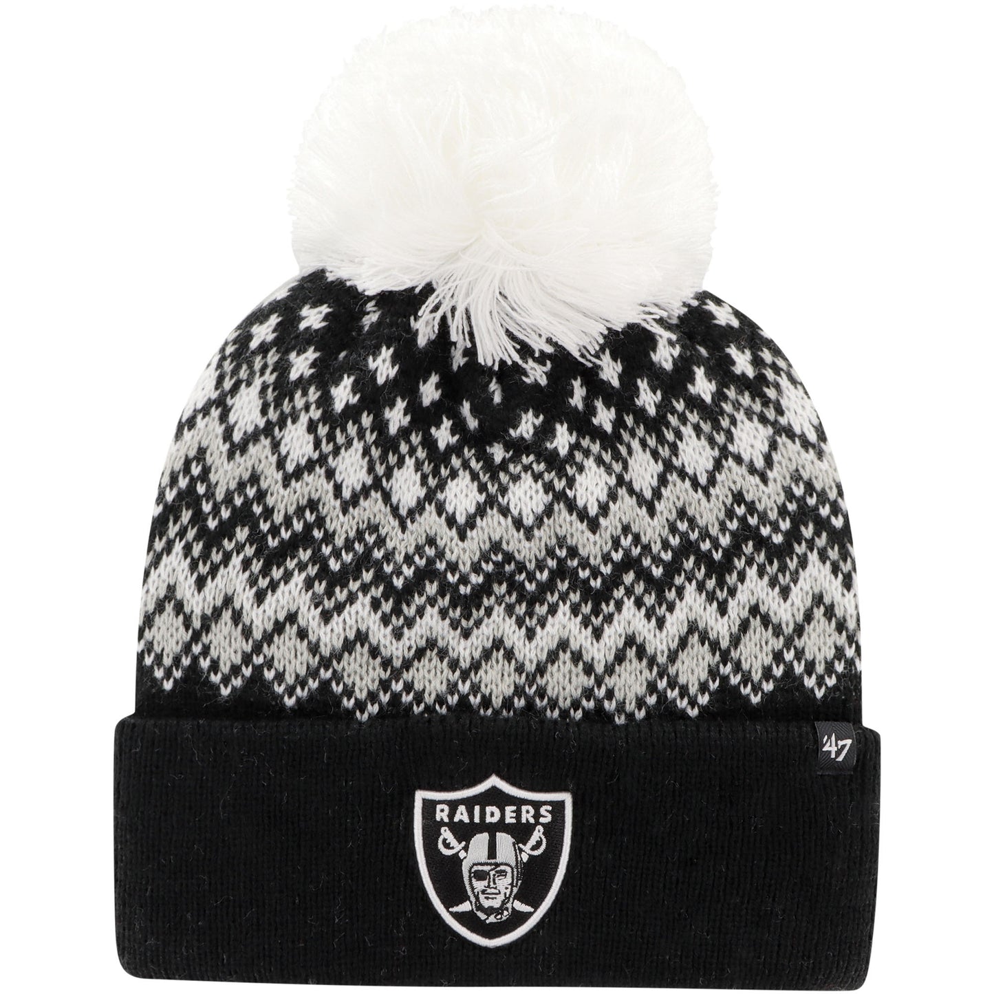 Women's '47 Black Las Vegas Raiders Elsa Cuffed Knit Hat with Pom