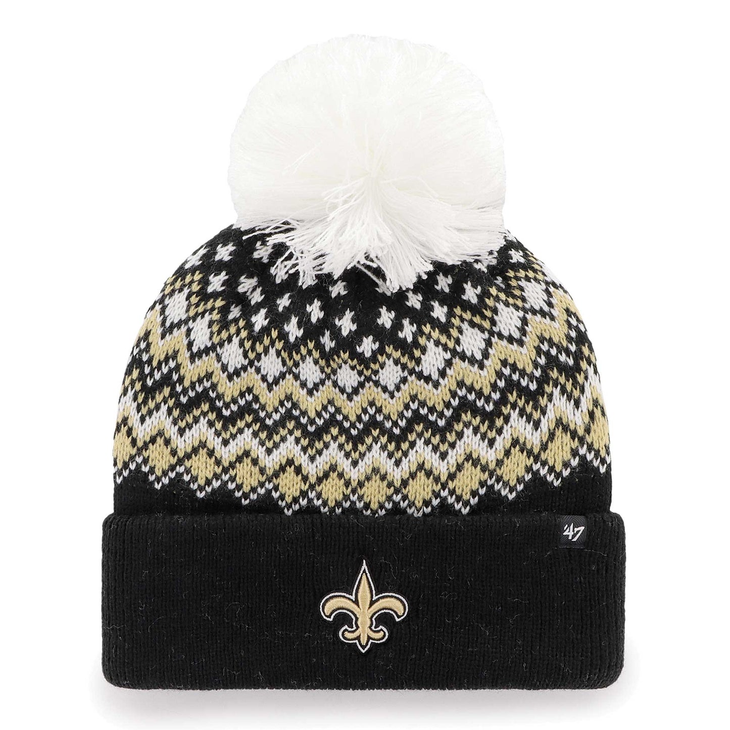 Women's '47 Black New Orleans Saints Elsa Cuffed Knit Hat with Pom