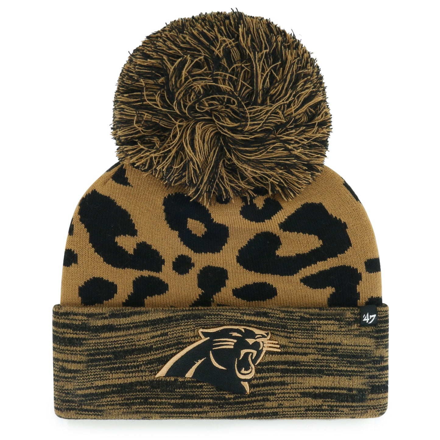 Women's '47  Brown Carolina Panthers Rosette Cuffed Knit Hat with Pom