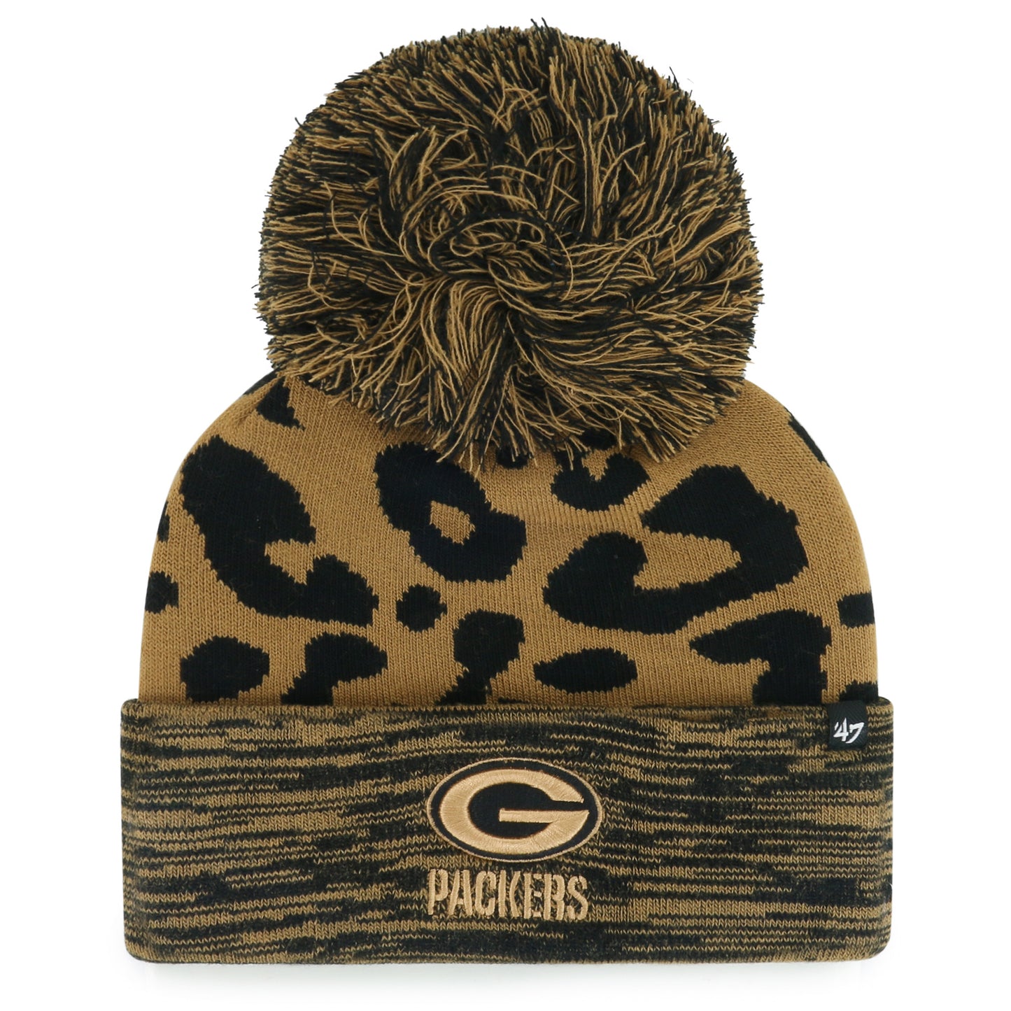 Women's '47  Brown Green Bay Packers Rosette Cuffed Knit Hat with Pom