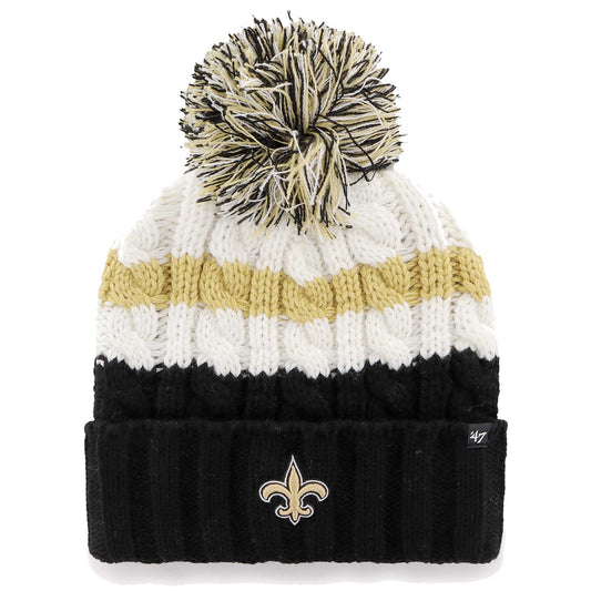 Women's '47 White New Orleans Saints Ashfield Cuffed Knit Hat with Pom