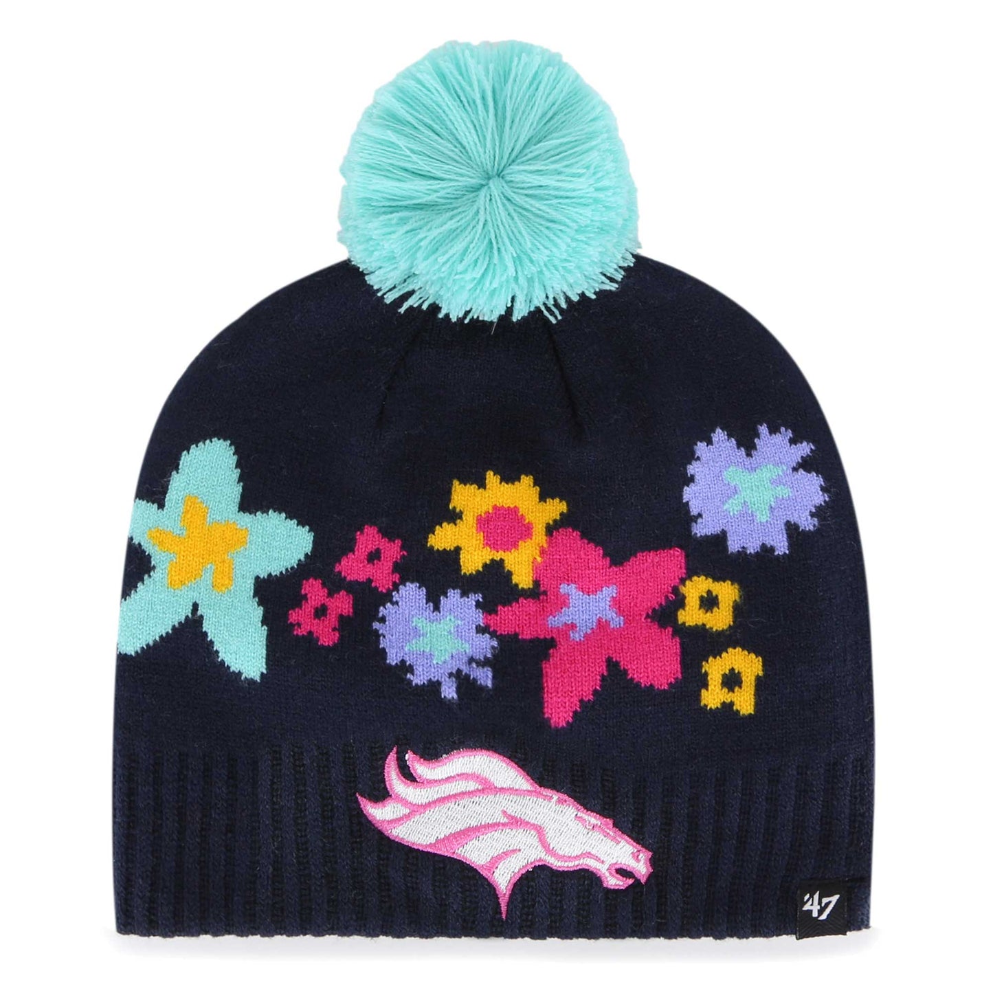 Girls Youth '47 Navy Denver Broncos Buttercup Knit Beanie with Pom