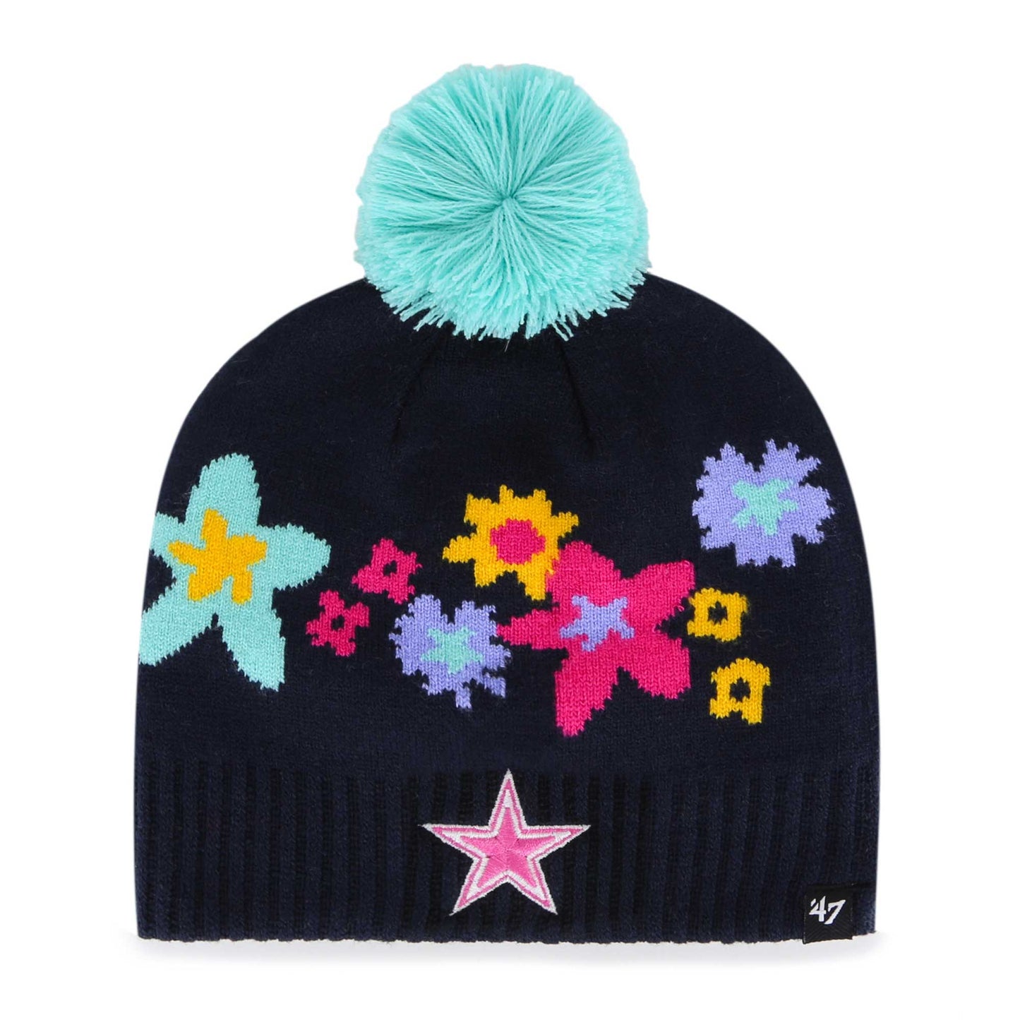 Girls Youth '47 Navy Dallas Cowboys Buttercup Knit Beanie with Pom