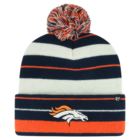 Men's '47 Navy Denver Broncos Powerline Cuffed Knit Hat with Pom