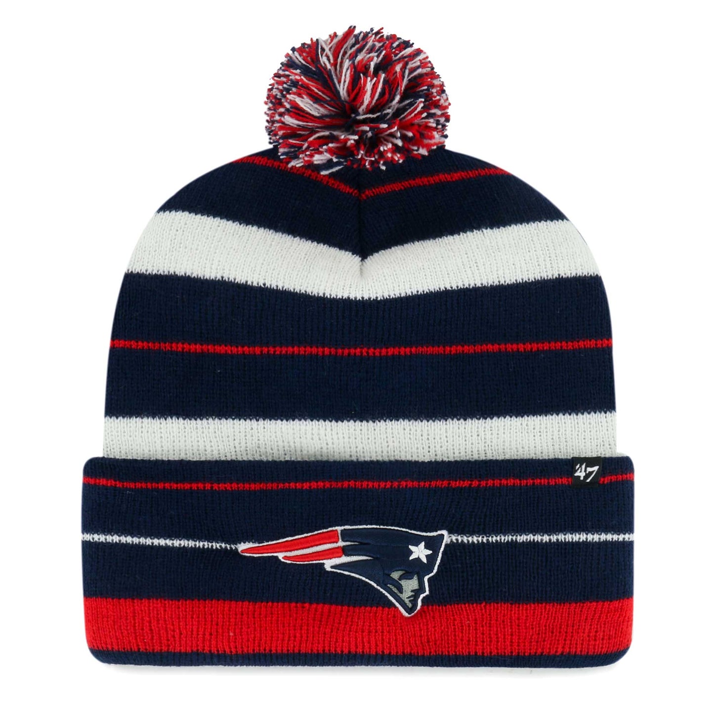 Men's '47 Navy New England Patriots Powerline Cuffed Knit Hat with Pom