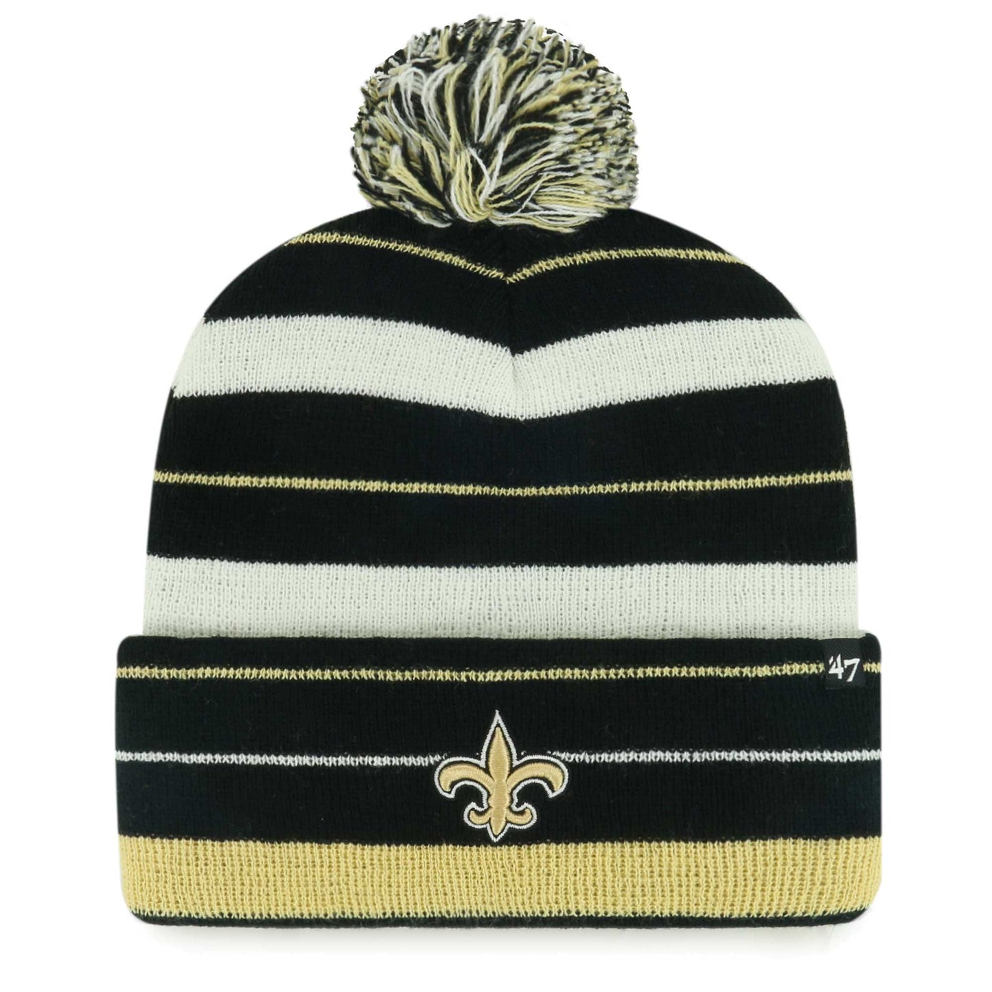 Men's '47 Black New Orleans Saints Powerline Cuffed Knit Hat with Pom