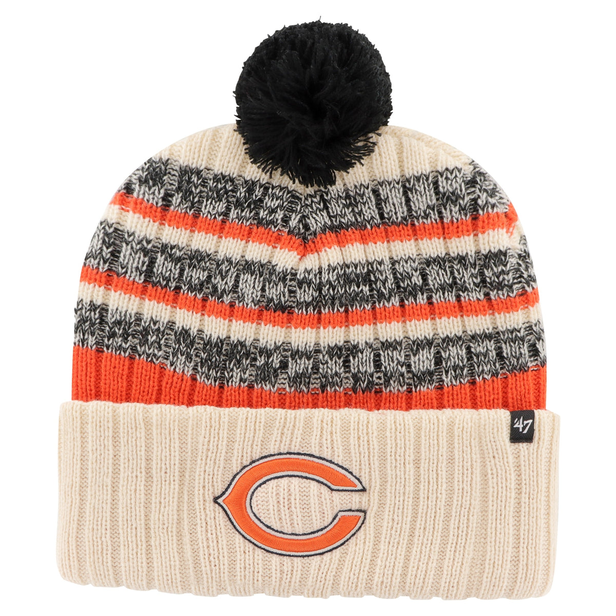 Men's '47  Natural Chicago Bears  Tavern Cuffed Knit Hat with Pom