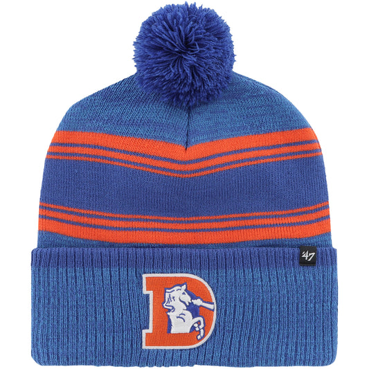 Men's '47 Royal Denver Broncos Fadeout Cuffed Knit Hat with Pom