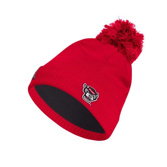 Men's adidas Red NC State Wolfpack 2023 Sideline COLD.RDY Cuffed Knit Hat with Pom