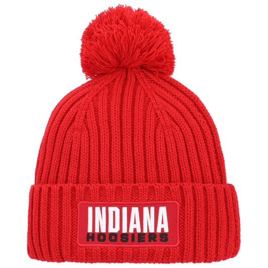 Men's adidas Crimson Indiana Hoosiers Modern Ribbed Cuffed Knit Hat with Pom