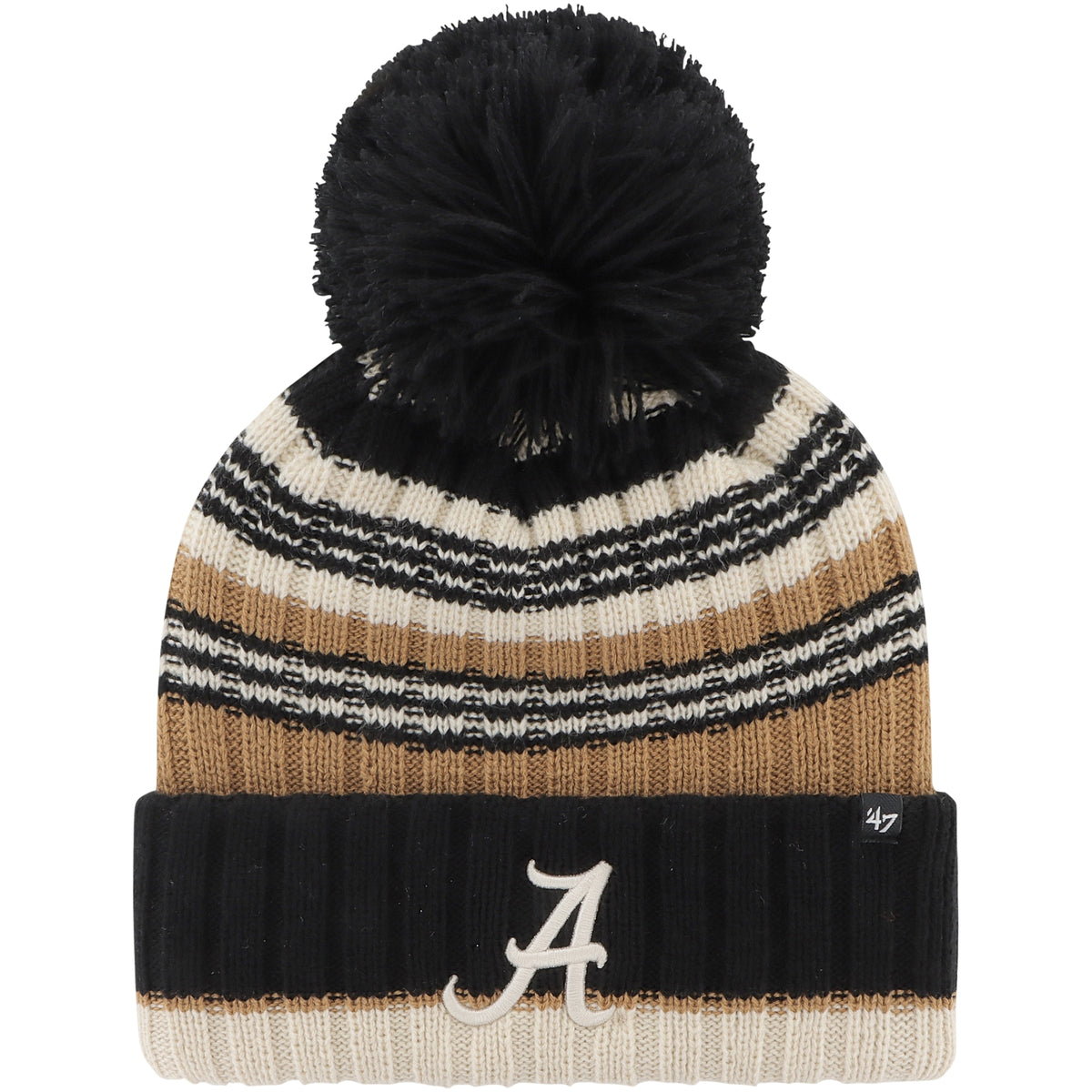 Women's '47 Khaki Alabama Crimson Tide Barista Cuffed Knit Hat with Pom