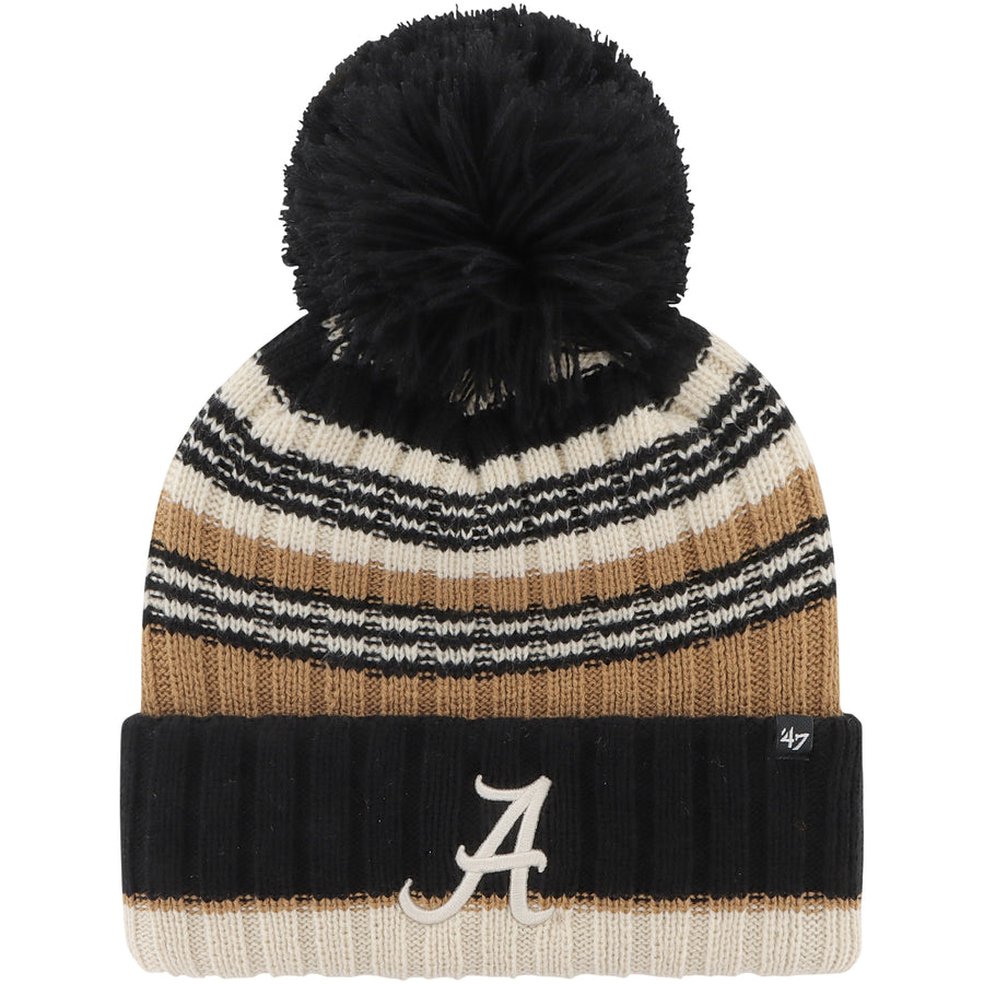 Women's '47 Khaki Alabama Crimson Tide Barista Cuffed Knit Hat with Pom