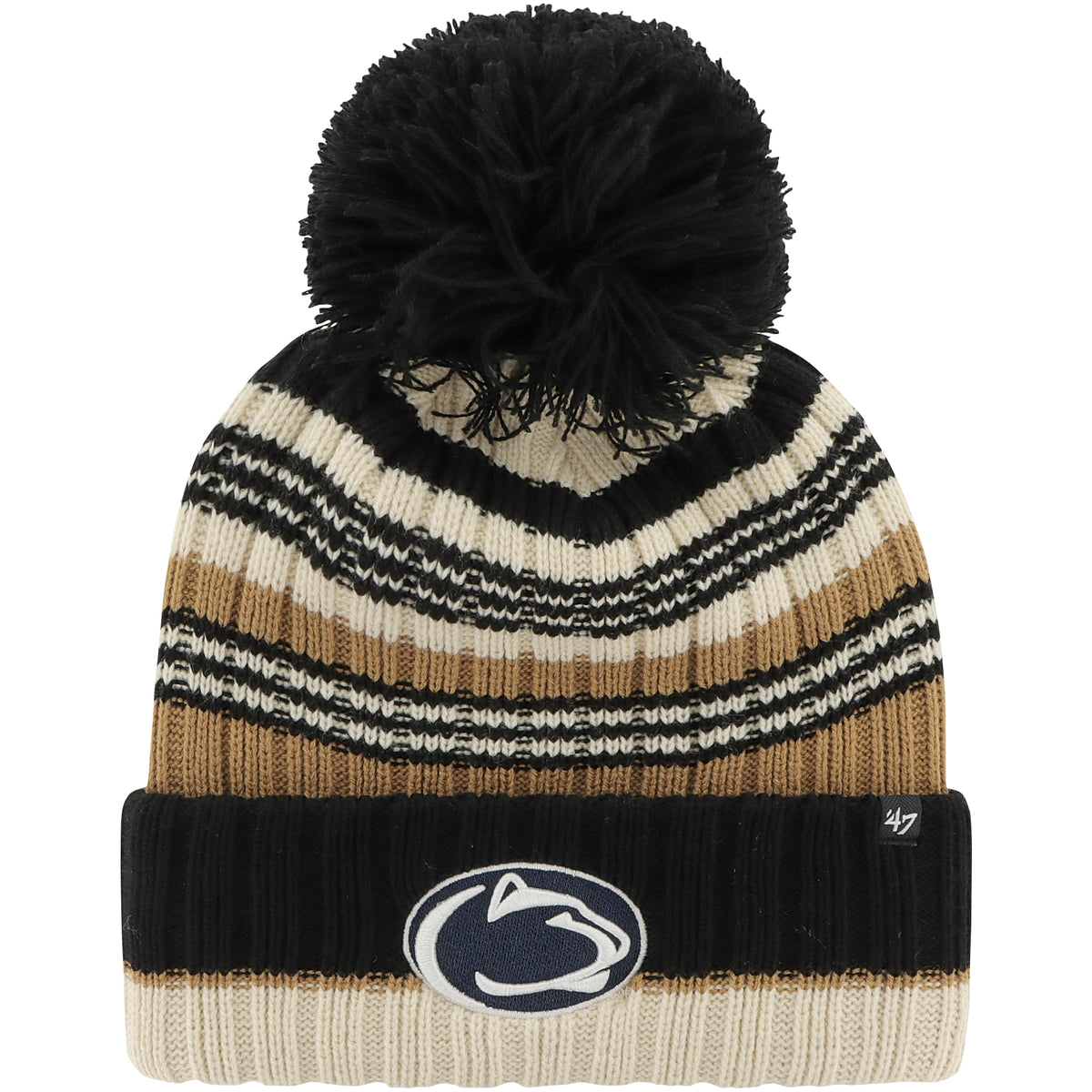 Women's '47 Khaki Penn State Nittany Lions Barista Cuffed Knit Hat with Pom