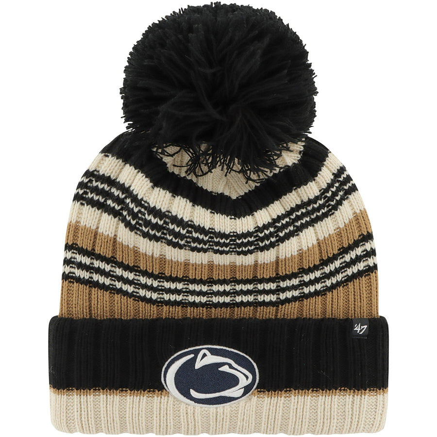 Women's '47 Khaki Penn State Nittany Lions Barista Cuffed Knit Hat with Pom