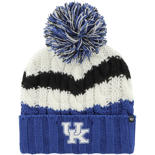 Women's '47 White Kentucky Wildcats Ashfield Cuffed Knit Hat with Pom