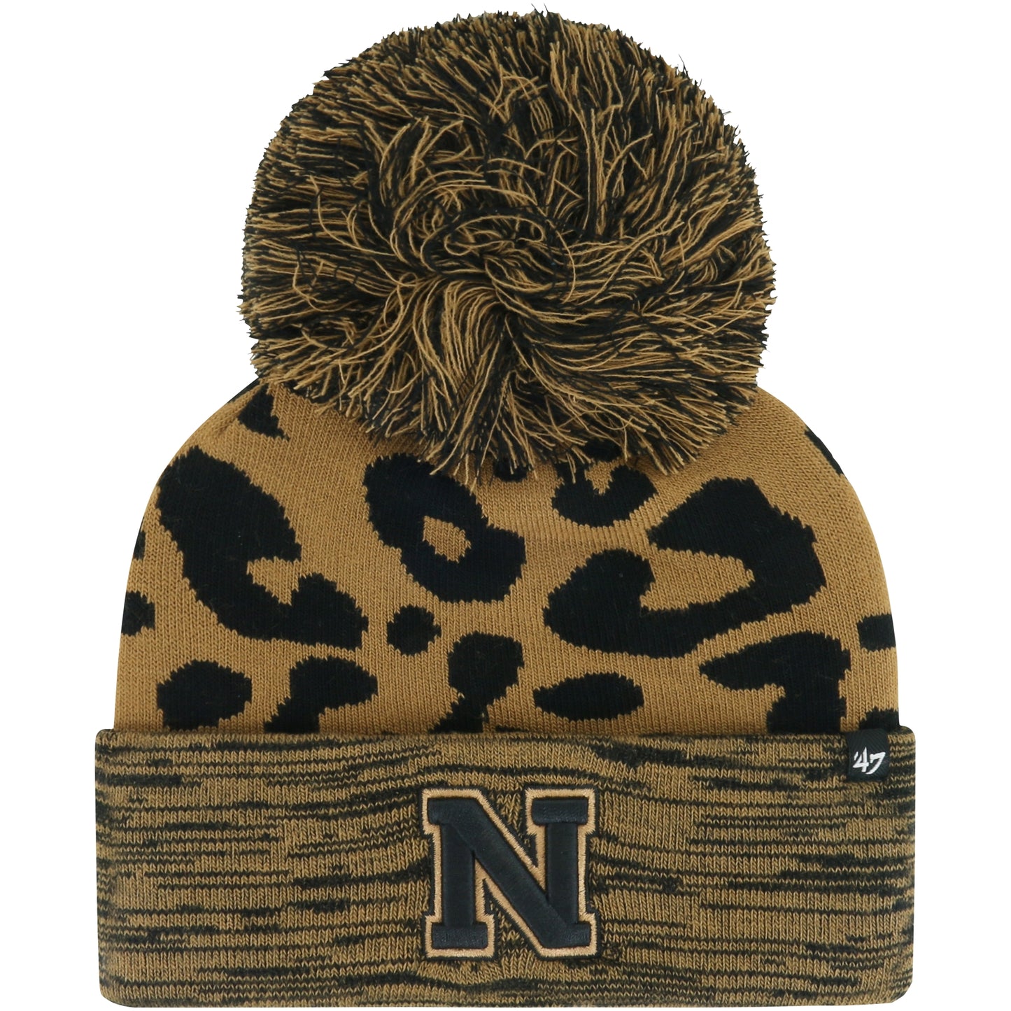 Women's '47  Brown Nebraska Huskers Rosette Cuffed Knit Hat with Pom