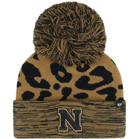 Women's '47  Brown Nebraska Huskers Rosette Cuffed Knit Hat with Pom