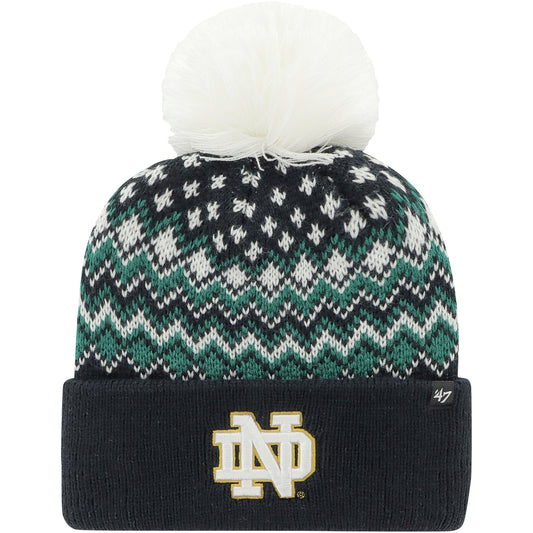 Women's '47 Navy Notre Dame Fighting Irish Elsa Cuffed Knit Hat with Pom