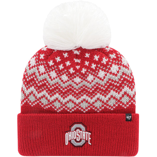 Women's '47 Scarlet Ohio State Buckeyes Elsa Cuffed Knit Hat with Pom