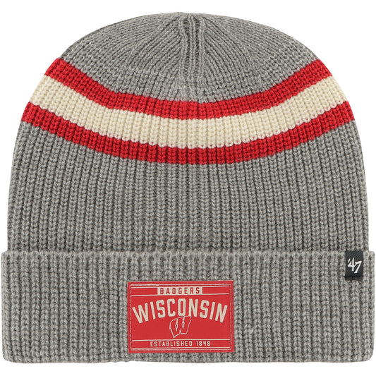 Men's '47 Charcoal Wisconsin Badgers Penobscot Cuffed Knit Hat