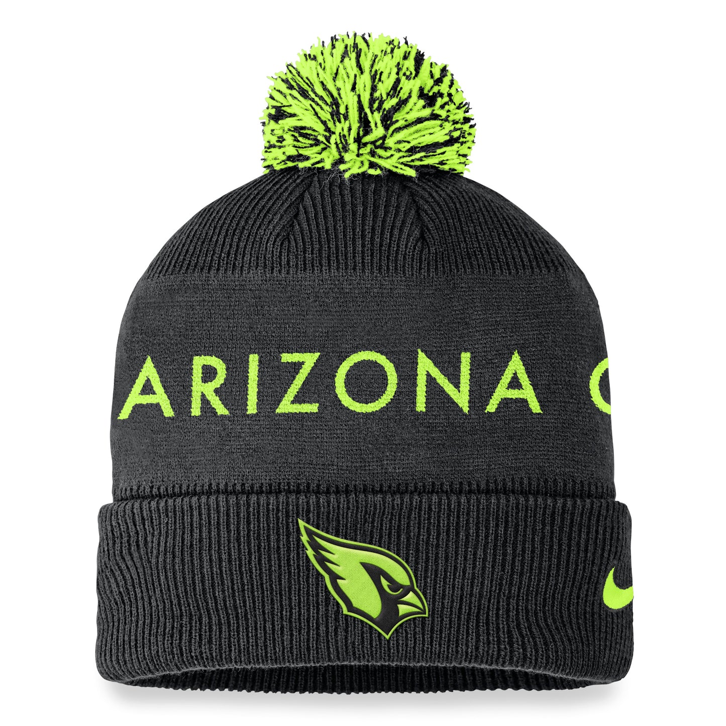 Men's Nike Black Arizona Cardinals Volt Cuffed Knit Hat with Pom