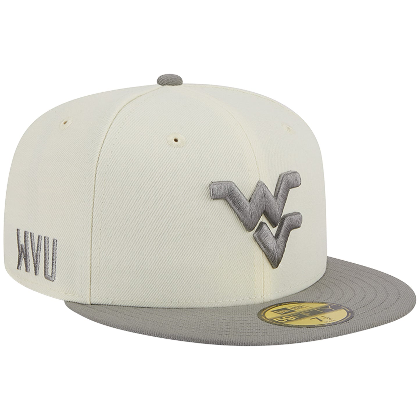 Men's New Era Stone/Gray West Virginia Mountaineers Chrome & Concrete 59FIFTY Fitted Hat