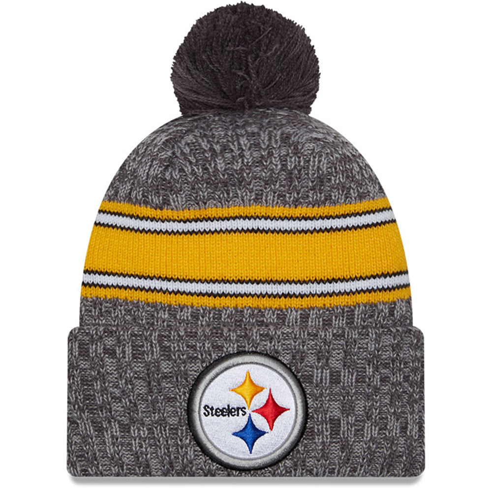 Men's New Era  Gray Pittsburgh Steelers 2023 Sideline Sport Cuffed Pom Knit Hat