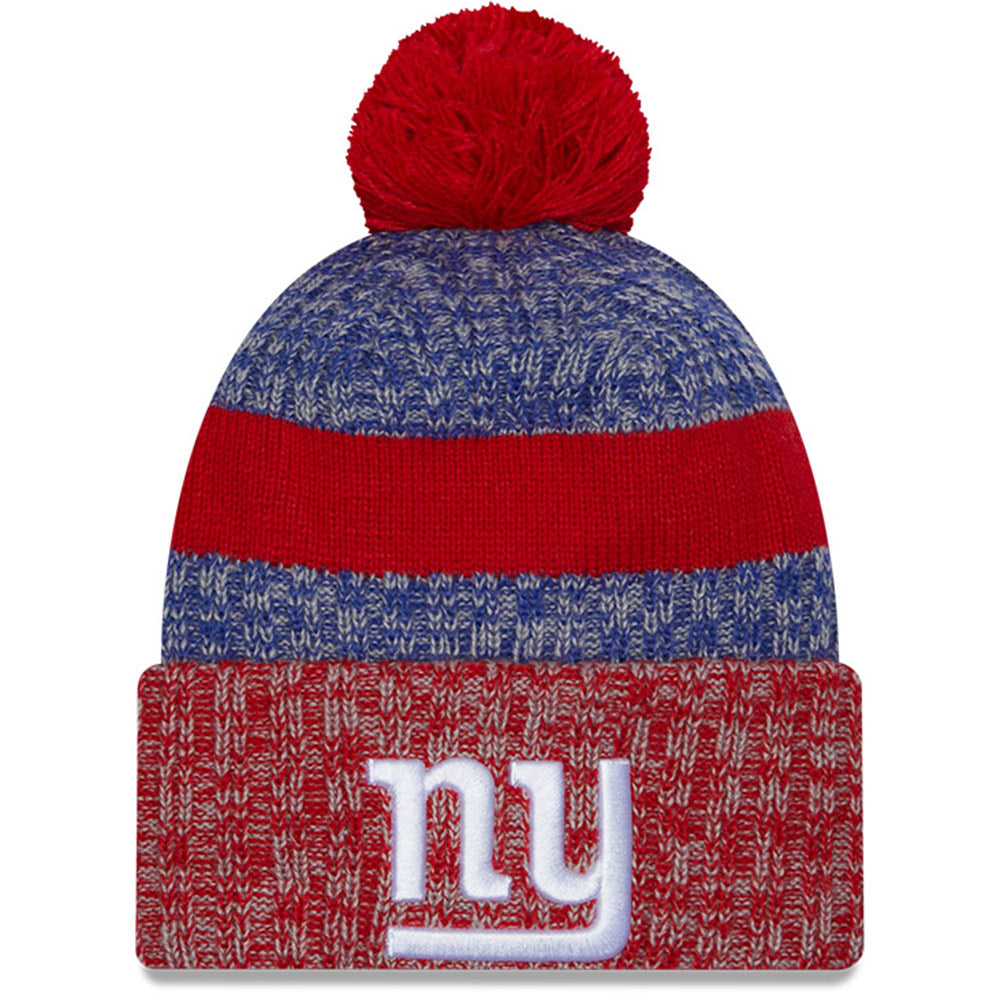 Men's New Era  Royal/Red New York Giants 2023 Sideline Sport Cuffed Pom Knit Hat