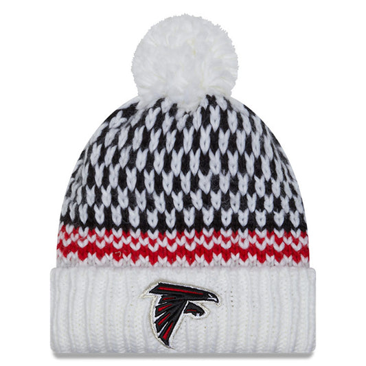 Women's New Era  White Atlanta Falcons 2023 Sideline Cuffed Knit Hat with Pom