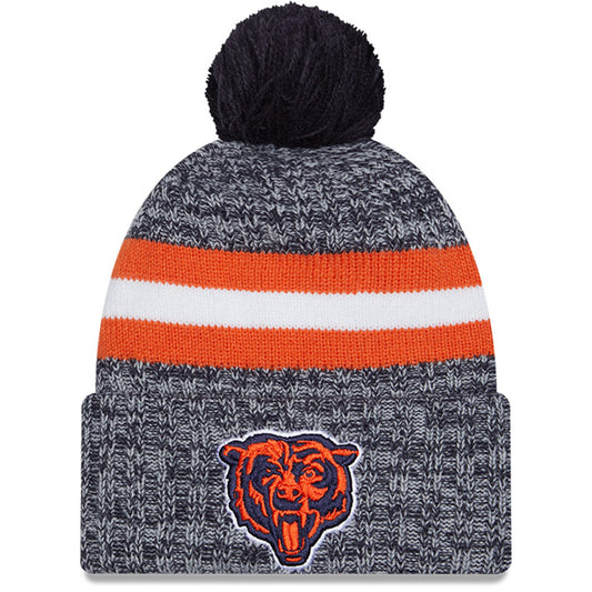 Men's New Era  Navy Chicago Bears 2023 Sideline Cuffed Knit Hat With Pom