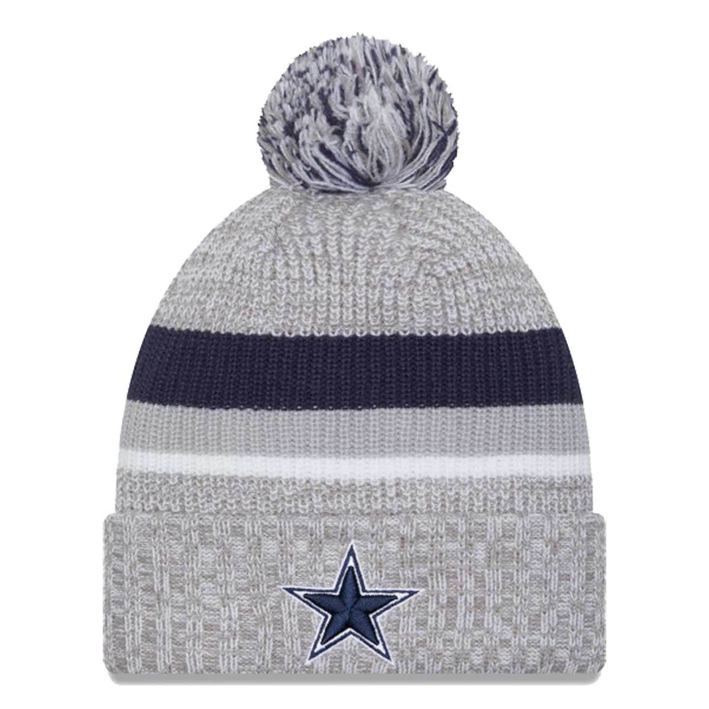 Youth New Era Heather Gray Dallas Cowboys Cuffed Knit Hat with Pom