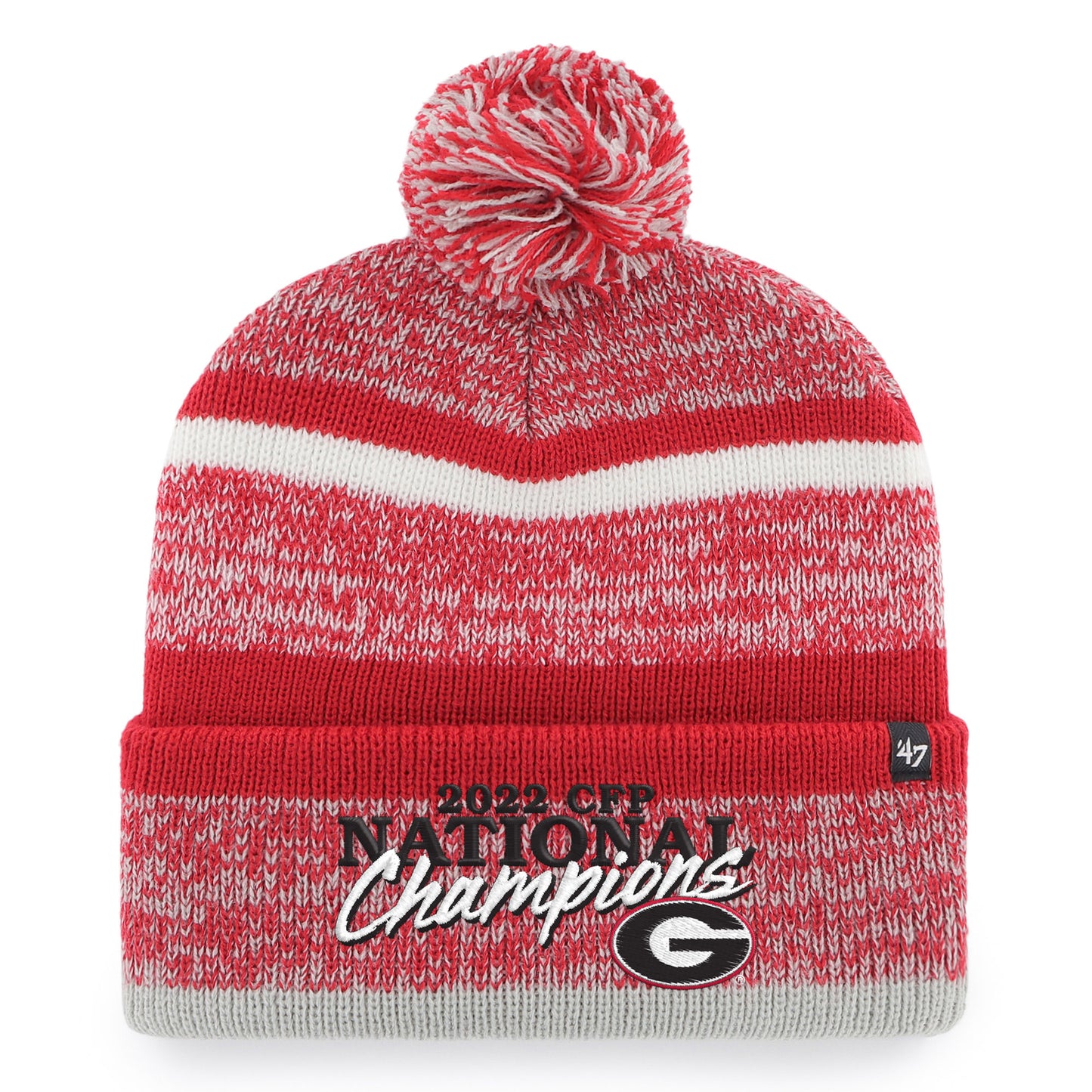 Men's '47 Red Georgia Bulldogs College Football Playoff 2022 National Champions Northward Cuffed Knit Hat with Pom