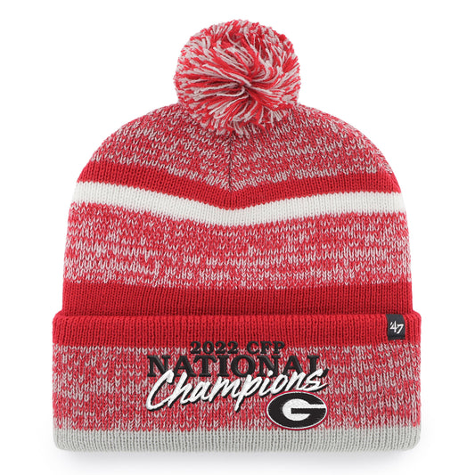 Men's '47 Red Georgia Bulldogs College Football Playoff 2022 National Champions Northward Cuffed Knit Hat with Pom
