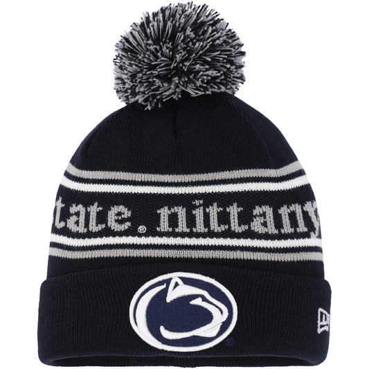 Youth New Era Navy Penn State Nittany Lions Marquee Cuffed Knit Hat with Pom