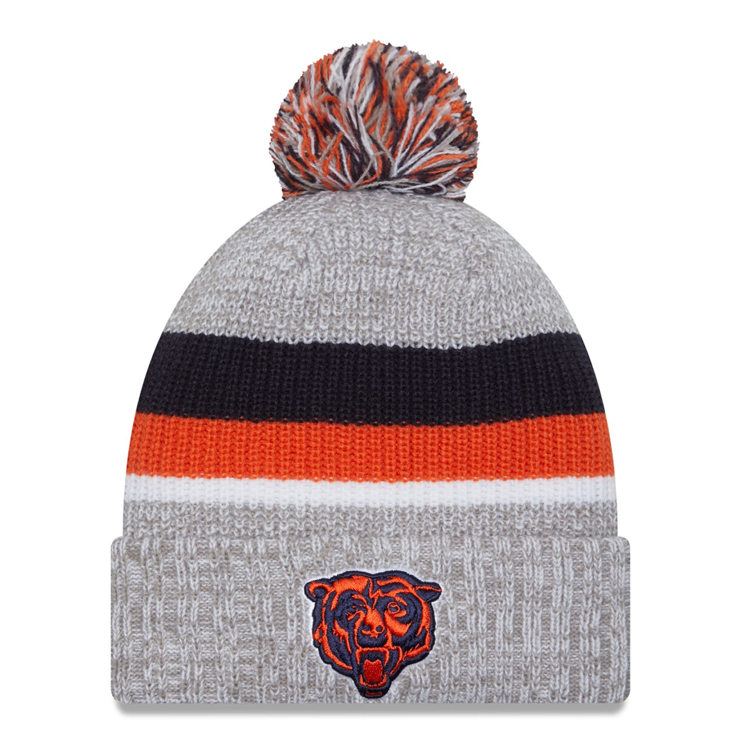 Men's New Era Heather Gray Chicago Bears Cuffed Knit Hat with Pom