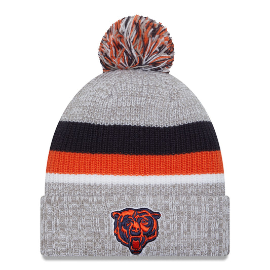 Men's New Era Heather Gray Chicago Bears Cuffed Knit Hat with Pom