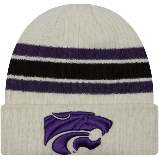 Men's New Era Cream Kansas State Wildcats Vintage Cuffed Knit Hat