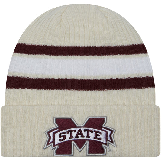 Men's New Era Cream Mississippi State Bulldogs Vintage Cuffed Knit Hat