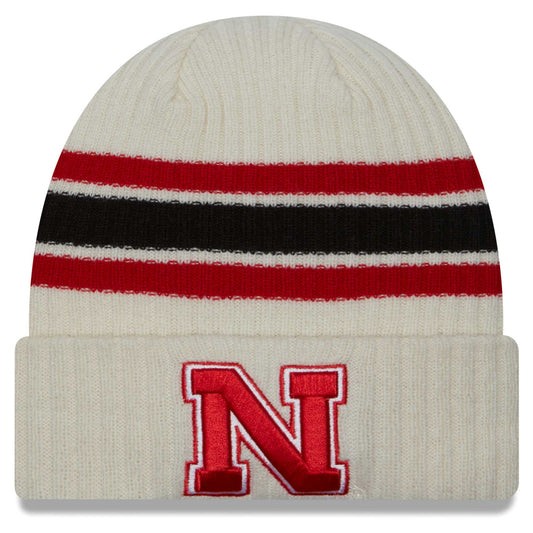 Men's New Era Cream Nebraska Huskers Vintage Cuffed Knit Hat