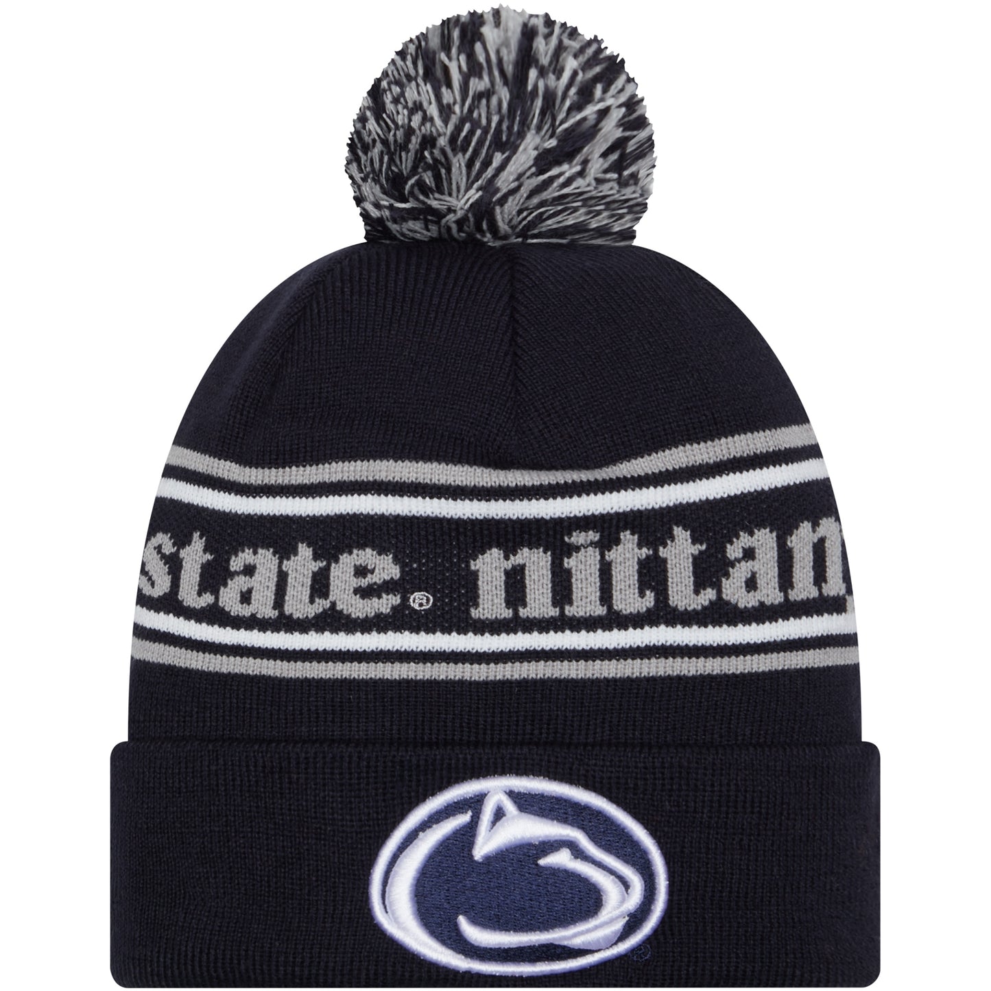 Men's New Era Navy Penn State Nittany Lions Marquee Cuffed Knit Hat with Pom