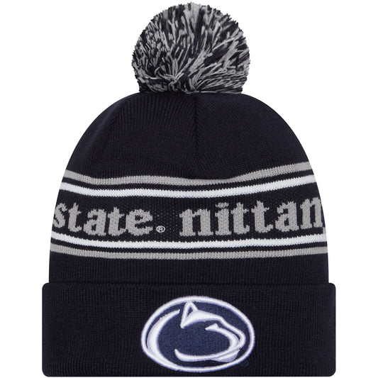 Men's New Era Navy Penn State Nittany Lions Marquee Cuffed Knit Hat with Pom
