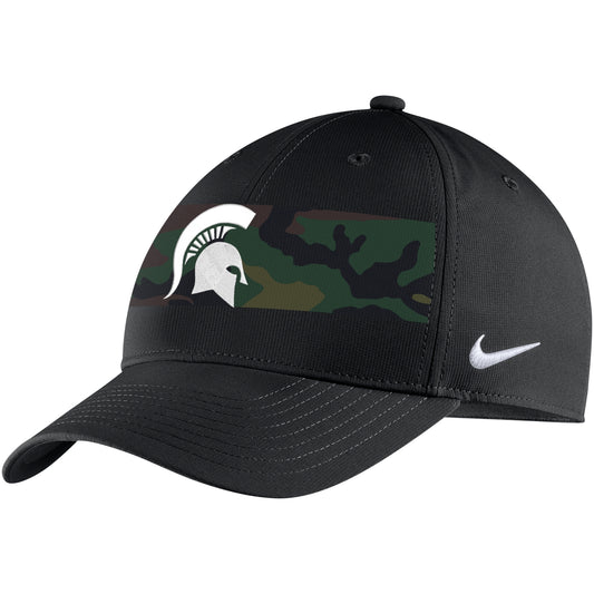 Men's Nike Black Michigan State Spartans Military Pack Camo Legacy91 Adjustable Hat